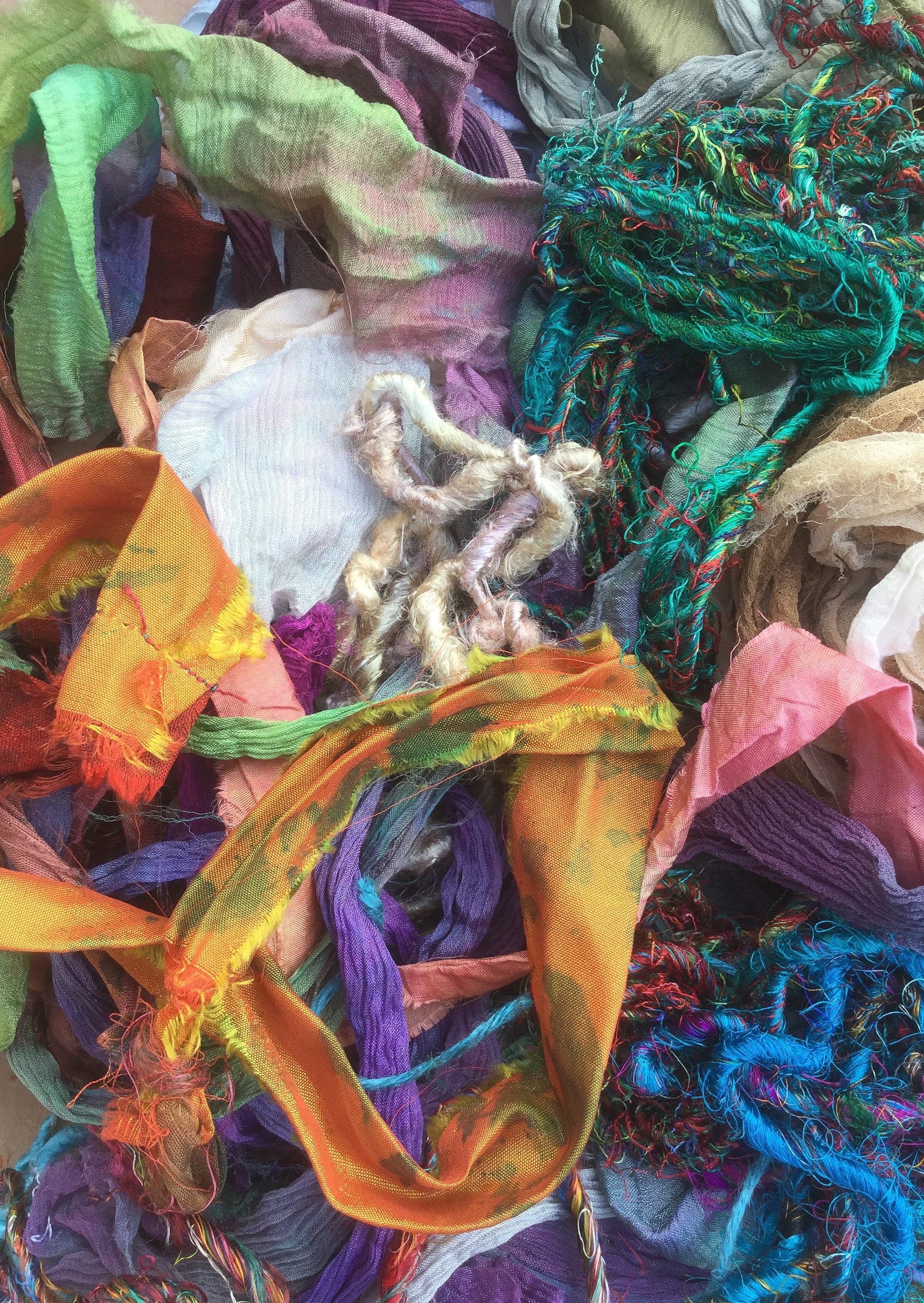 Sari Silk Chiffon Sari Silk Yarn Silk Sari Ribbon Mixed bag of
