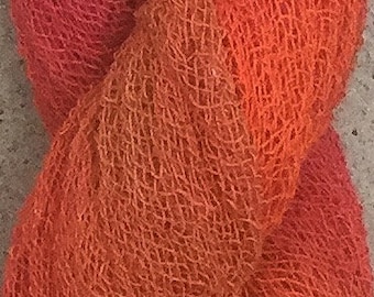 Scrim Twist, No.13 Sunset, Hand Dyed Cotton Scrim, Nuno Felting, Mixed Media, Creative Embroidery, Embellishments