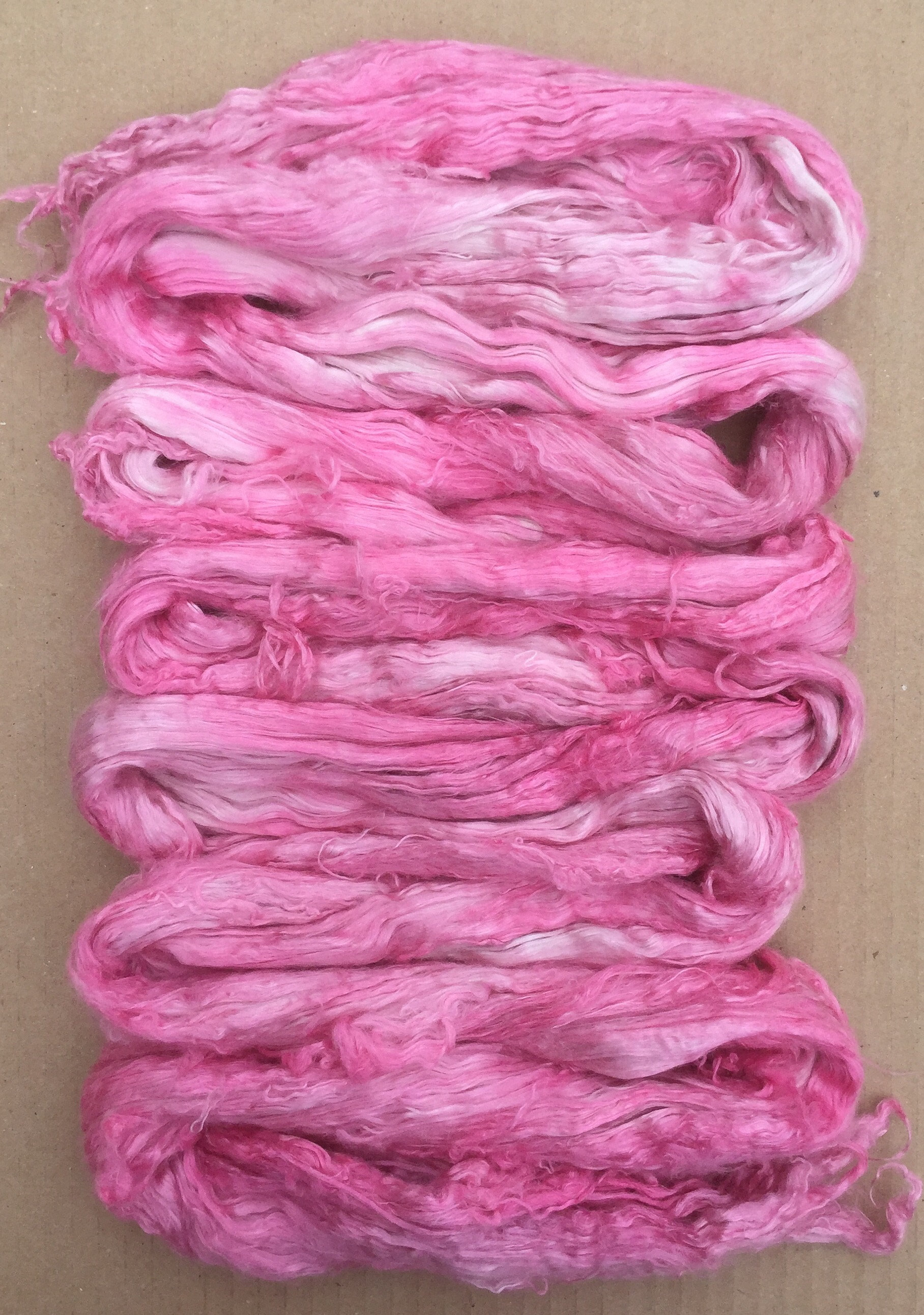 Silk Brick, Hand Dyed A1 Mulberry Silk Tops, Spinning, Feltmaking, Silk