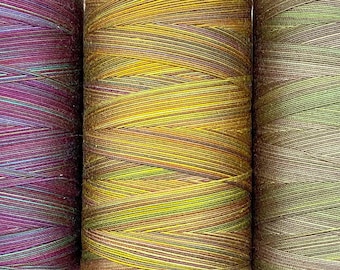 Cotton Machine Embroidery/Quilting Thread, Egyptian Giza Cotton, Variegated Colours, Special Offer, only 1 pack available, 3 x 750m (820yds)