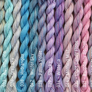 6 STRANDED COTTON, Hand Dyed Embroidery Thread, Cross Stitch Thread, Variegated Thread, Canvaswork, Needlepoint, Sashiko Quilting image 5