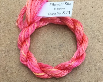 Silk Filament No.13 Sunset, Embroidery Thread, Hand Dyed Embroidery Thread, Artisan Thread, Textile Art