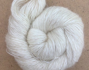 Silk and Kid Mohair Yarn, 7/2 NM weight, 100g hank, 350m (383 yards), Knitting, Weaving, Crochet, Natural