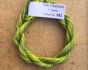 Silk Chainette No.82 Chartreuse, Hand Dyed Embroidery Thread, Artisan Thread, Textile Art