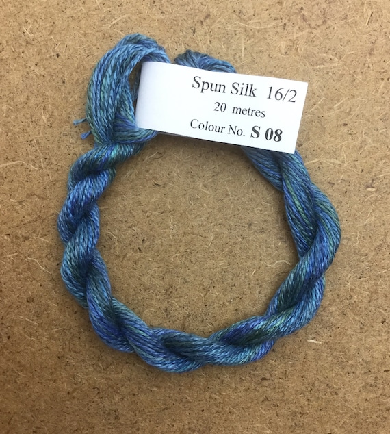 Silk 16/2 No.08 Lagoon, Embroidery Thread, Hand Dyed Embroidery Thread, Artisan Thread, Textile Art