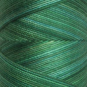 May include: A spool of green embroidery floss with a subtle ombre effect, transitioning from a darker green to a lighter green.