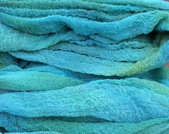Hand dyed Cotton Scrim, Gauze, Art Cloth, Scarf for nuno felting, art and mixed media projects - Colour Verdigris