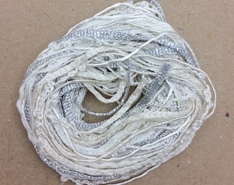 Tidbits, White and Silver, Hand Dyed Embroidery Threads, Creative Embrodery