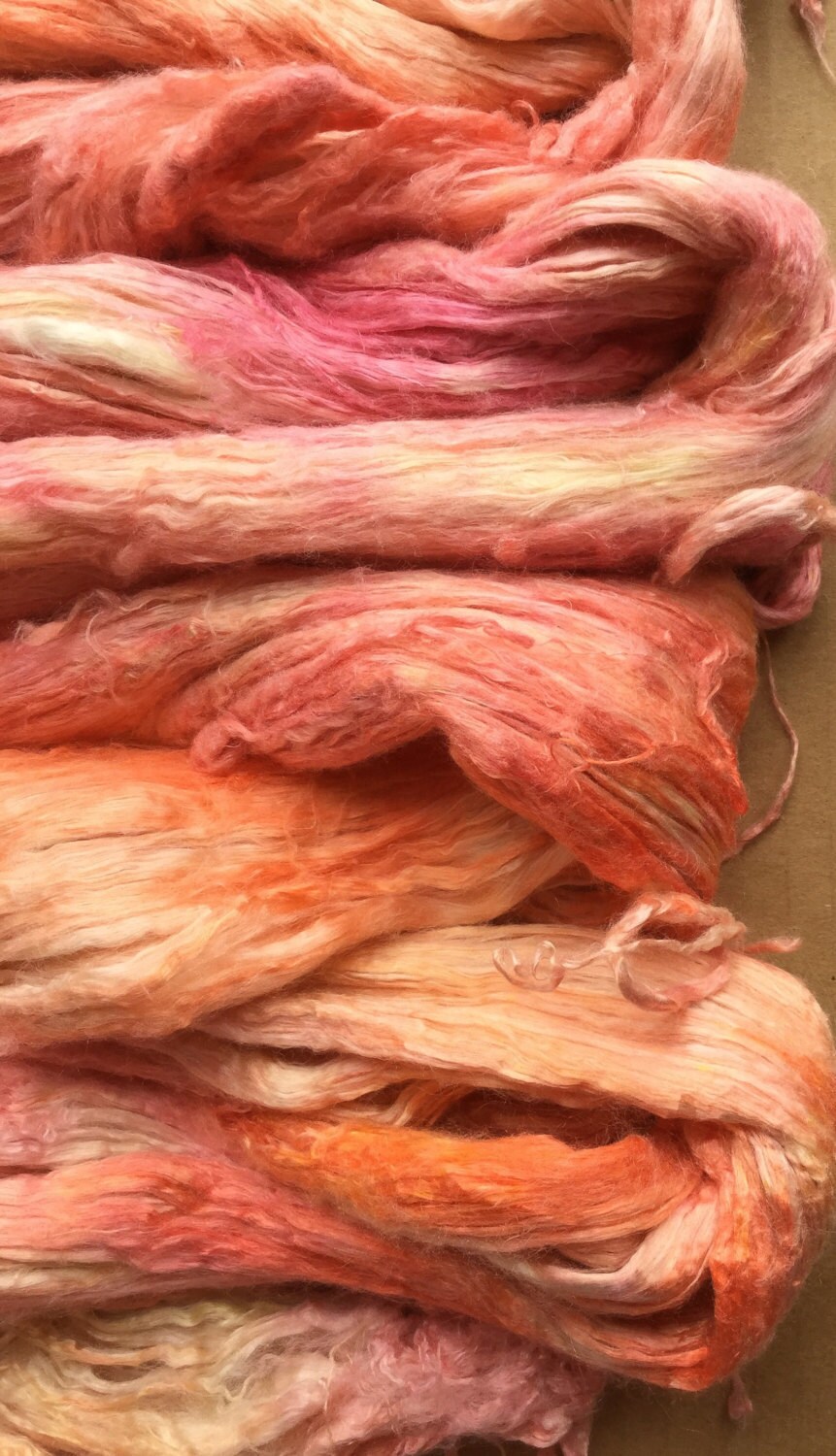 Hand Dyed Silk Brick, Hand Dyed Silk Tops, Mulberry Silk Brick, Pure