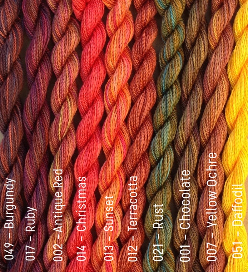 MEDIUM COTTON, Hand Dyed Embroidery Thread, 6/2 wt. Equivalent to Perle 8 image 2