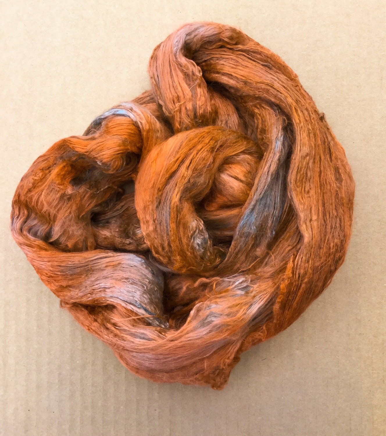 Hand Dyed Silk Brick, Hand Dyed Silk Tops, Mulberry Silk Brick, Pure