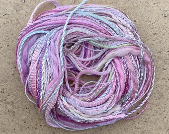 Hand Dyed Embroidery Threads, Tidbits, No.30 Light Candy Floss, Creative Embroidery