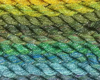 Hand Dyed Sparkle Viscose Chainette, Sparkler, Viscose Ribbon,  Embroidery, Needlepoint,  Packaging Ribbon