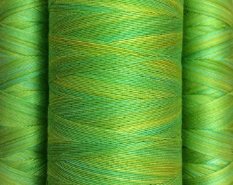 Hand Dyed Cotton Machine Quilting Thread, No.50 Lime and Lemon 150m. (162yds) or 750m. (820yds), Eygyptian Giza Cotton 40 weight