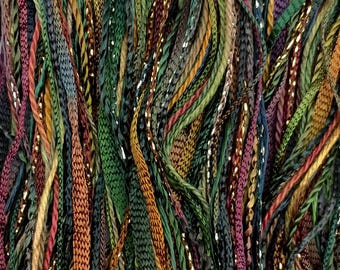 Hand Dyed Embroidery Thread Selection, One Off, No.15 Sludgy Green, Cotton and Viscose Threads, 40m (43yds)