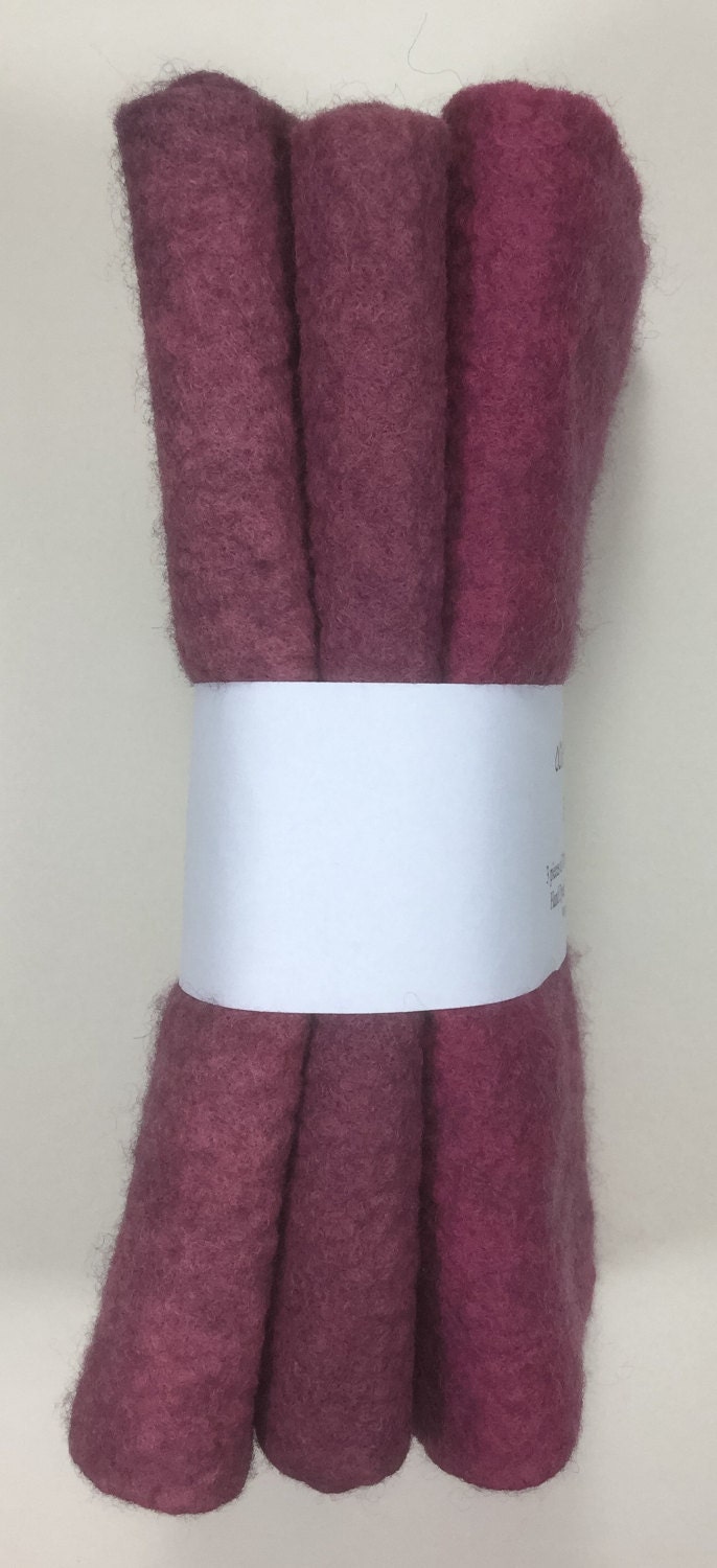 Felt Trio, Hand Dyed Wool and Viscose Felt, 3 Piece Felt Selection
