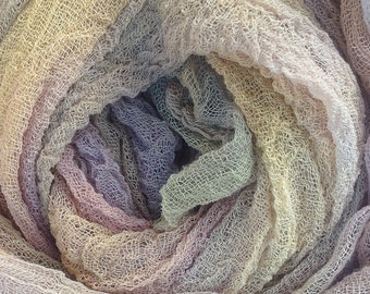 Hand Dyed Cotton Scrim, No.88 Oatmeal, Gauze, Art Cloth, Scarf for nuno felting, art and mixed media projects