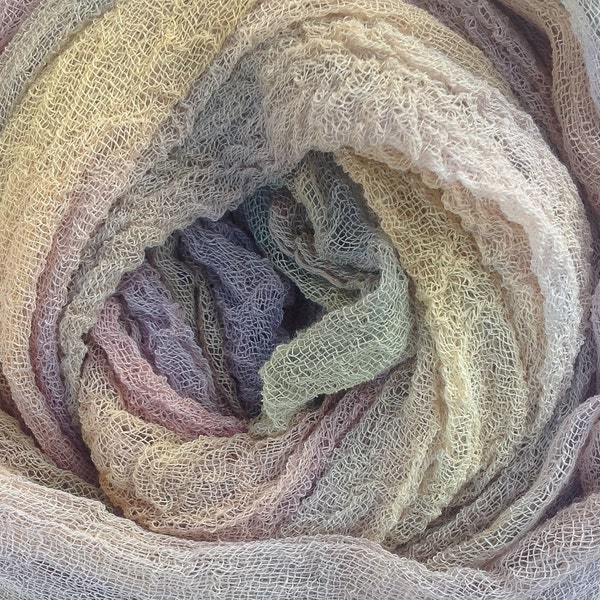 Hand Dyed Cotton Scrim, No.88 Oatmeal, Gauze, Art Cloth, Scarf for nuno felting, art and mixed media projects
