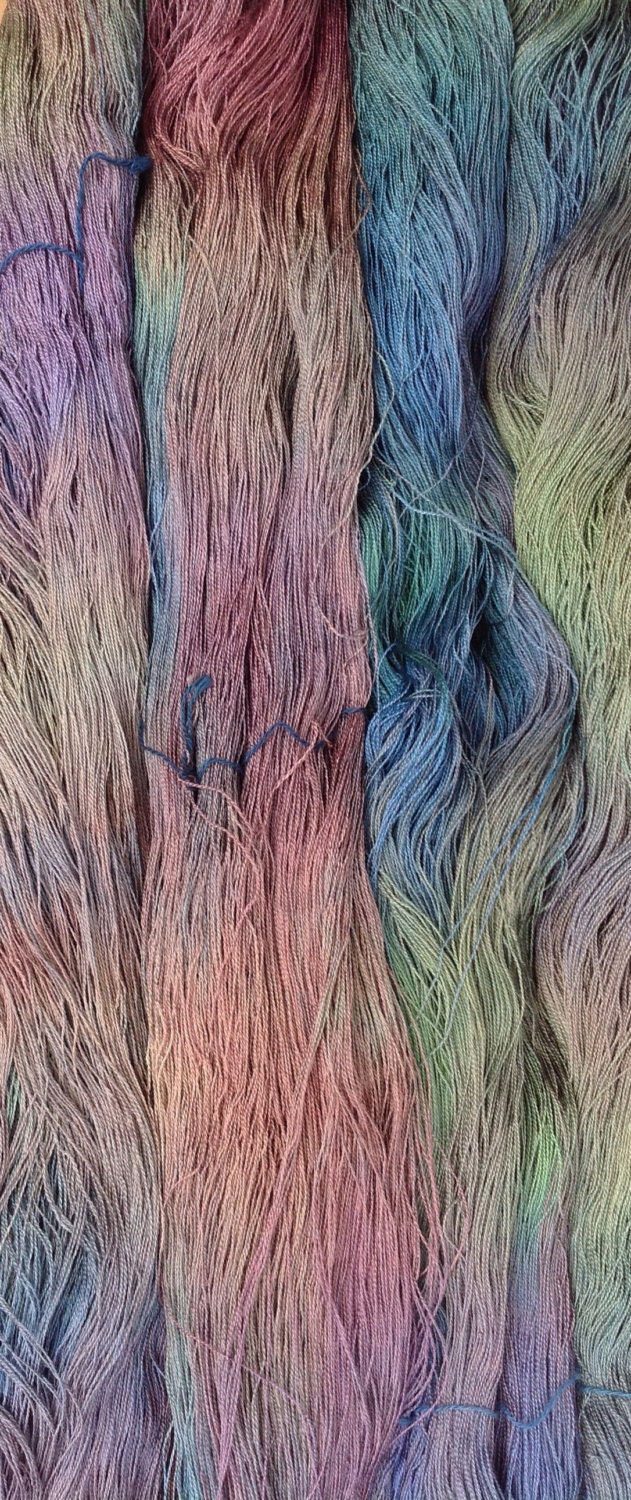 Hand Dyed Silk Yarn, Spun Silk Yarn, Weaving, Lace Knitting, 60/2