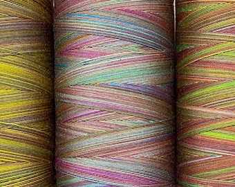 Cotton Machine Embroidery/Quilting Thread, Egyptian Giza Cotton, Variegated Colours, Special Offer, only 1 pack available, 3 x 750m (820yds)