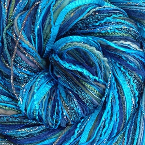 Turquoise Happy Bag, Mixed Thread Selection, Hand Dyed Cotton Threads, Viscose Threads, Pack colour choices across the spectrum