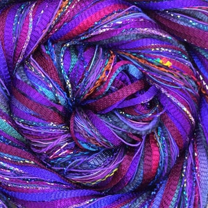 Purple Happy Bag, Mixed Thread Selection, Hand Dyed Cotton Threads, Viscose Threads, Pack colour choices across the spectrum