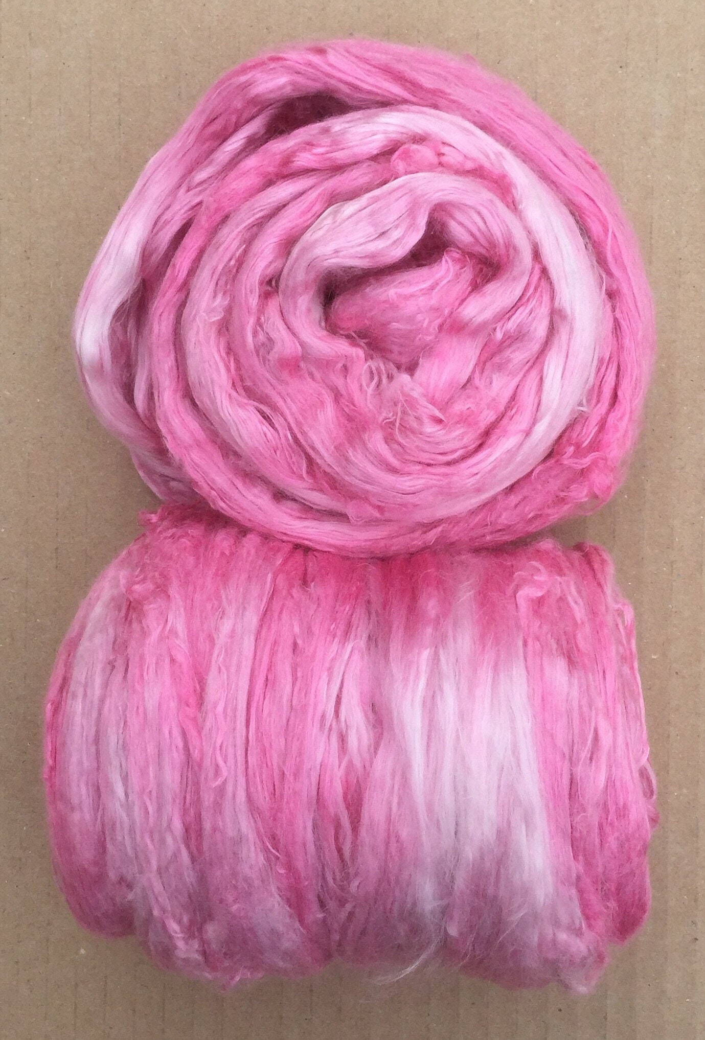 Silk Brick, Hand Dyed A1 Mulberry Silk Tops, Spinning, Feltmaking, Silk