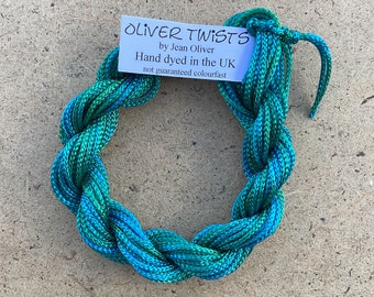 Viscose Ribbon 3/660, Colour No.08 Lagoon, Hand Dyed Embroidery Thread, Canvaswork, Needlepoint