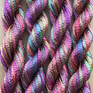 Hand Dyed Viscose Ribbon, 10/167 Viscose Ribbon, Rayon Ribbon, Embroidery, Thread, Canvaswork, Needlepoint, Colour No.16 Jenny&#39;s Rainbow