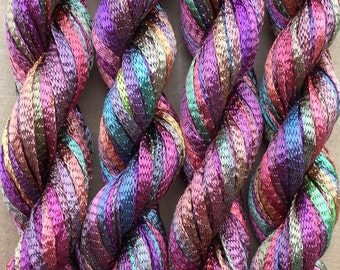 Hand Dyed Viscose Ribbon, 10/167 Viscose Ribbon, Rayon Ribbon, Embroidery, Thread, Canvaswork, Needlepoint, Colour No.16 Jenny's Rainbow