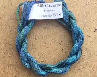 Silk Chainette No.08 Lagoon, Hand Dyed Embroidery Thread, Artisan Thread, Textile Art