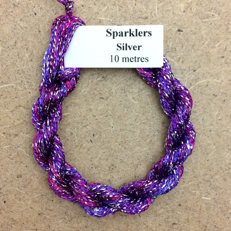 skein 10m No.05 Violet 4167 Viscose Sparkle Chainette with Silver Lurex 11 yards Embroidery Thread Floss