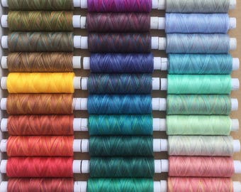 Hand Dyed Cotton Machine Thread,42 x 150m spool selection, Machine Embroidery, machine Quilting