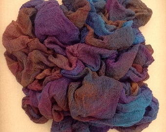 Hand dyed Cotton Scrim, Gauze, Art Cloth, Scarf for nuno felting, art and mixed media projects - Colour No.19