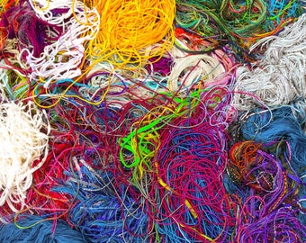 Thread Dross, 100g, Hand Dyed Mixed Thread Waste, Thread Dross, Factory  Sweepings