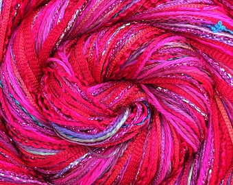 Cerise Happy Bag, Mixed Thread Selection, Hand Dyed Cotton Threads, Viscose Threads, Pack colour choices across the spectrum