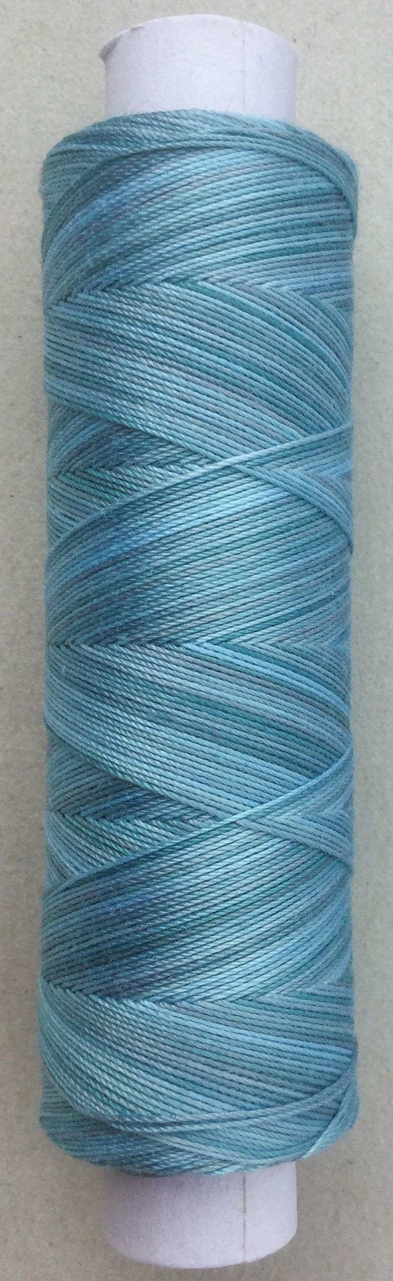 No.33 Aquamarine, Hand Dyed Cotton Machine Thread, Individual Spool 150m, Machine Embroidery, machine Quilting image 2