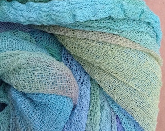 Hand Dyed Cotton Scrim, Gauze, Art Cloth, Scarf for nuno felting, art and mixed media projects, No.39 Pistachio