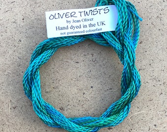 Hand Dyed 3600/2 Viscose Cord, Colour No.08 Lagoon, Rayon II, Embroidery, Thread, Needlepoint
