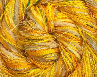 Yellow Happy Bag, Mixed Thread Selection, Hand Dyed Cotton Threads, Viscose Threads, Pack colour choices across the spectrum