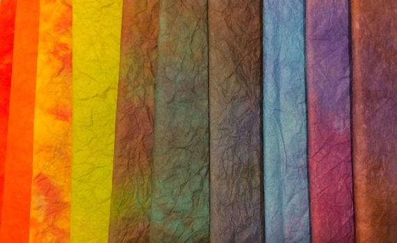 Abaca Tissue hand dyed, Lens Tissue, Wet Strength Tissue, Tissutex, Conservation Tissue, Manila Hemp Tissue,9gsm, sheet size 250mm x180mm