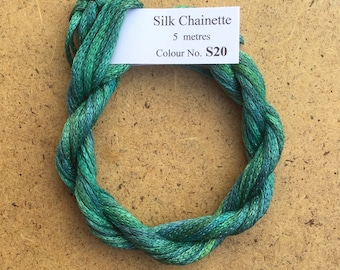 Silk Chainette No.20 Jade, Hand Dyed Embroidery Thread, Artisan Thread, Textile Art
