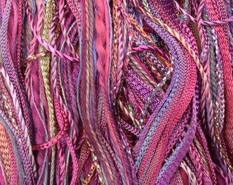 Hand Dyed Embroidery Threads, Mixed Thread Selection, Textile Art, Scrapbooking, Variegated Threads, One Off, No.16 Jenny's Rainbow,