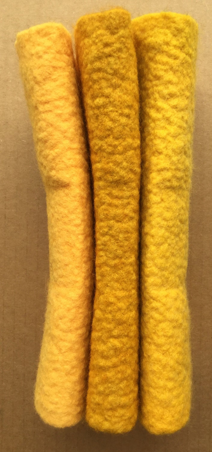 Felt Trio, Hand Dyed Wool and Viscose Felt, 3 Piece Felt Selection