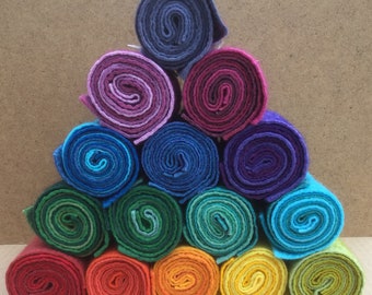 Felt Rolls, Hand Dyed Wool and Viscose Felt, 3 Piece Felt Selection