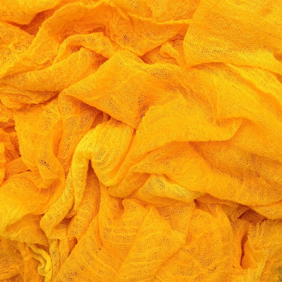 Hand Dyed Cotton Scrim, Butter Muslin, Openweave, Scarf for Nuno Felting,  Art Cloth for Mixed Media Projects, Colour No.51 Daffodil 