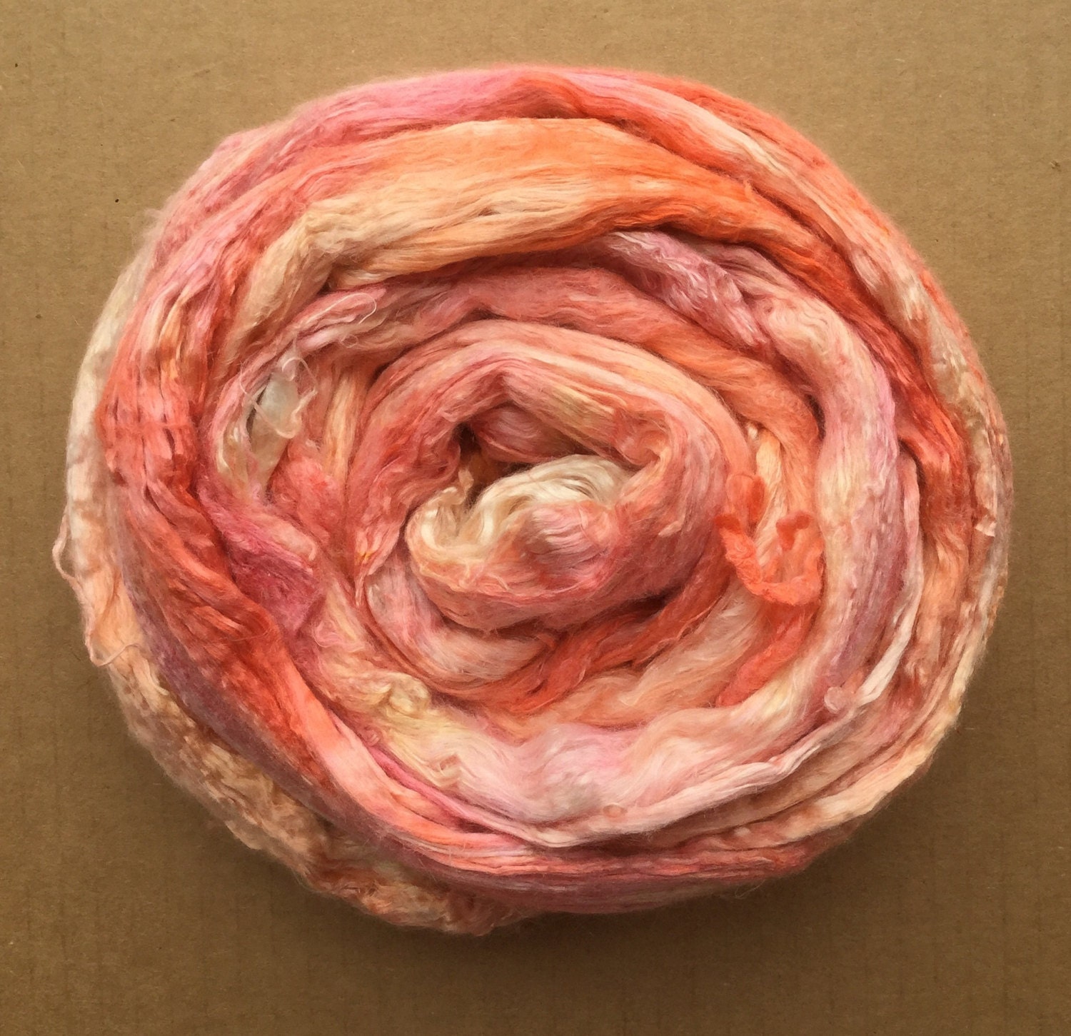 Hand Dyed Silk Brick, Hand Dyed Silk Tops, Mulberry Silk Brick, Pure