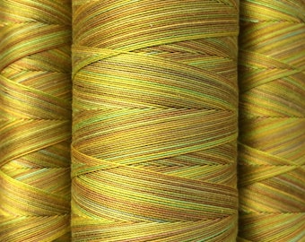 Hand Dyed Cotton Machine Quilting Thread, Colour Mustard and Cress, 150m (162yds) or 750m (820yds) spool, Egyptian Giza Cotton