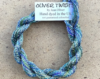 4/167 Viscose Sparkle Chainette with Silver Lurex, No.08 Lagoon, 10m (11 yards) skein, Embroidery Thread