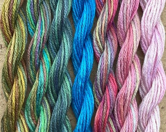 4 STRANDED COTTON, Hand Dyed Embroidery Thread, Cross Stitch Thread, Variegated Thread, Canvaswork, Needlepoint, Sashiko Quilting